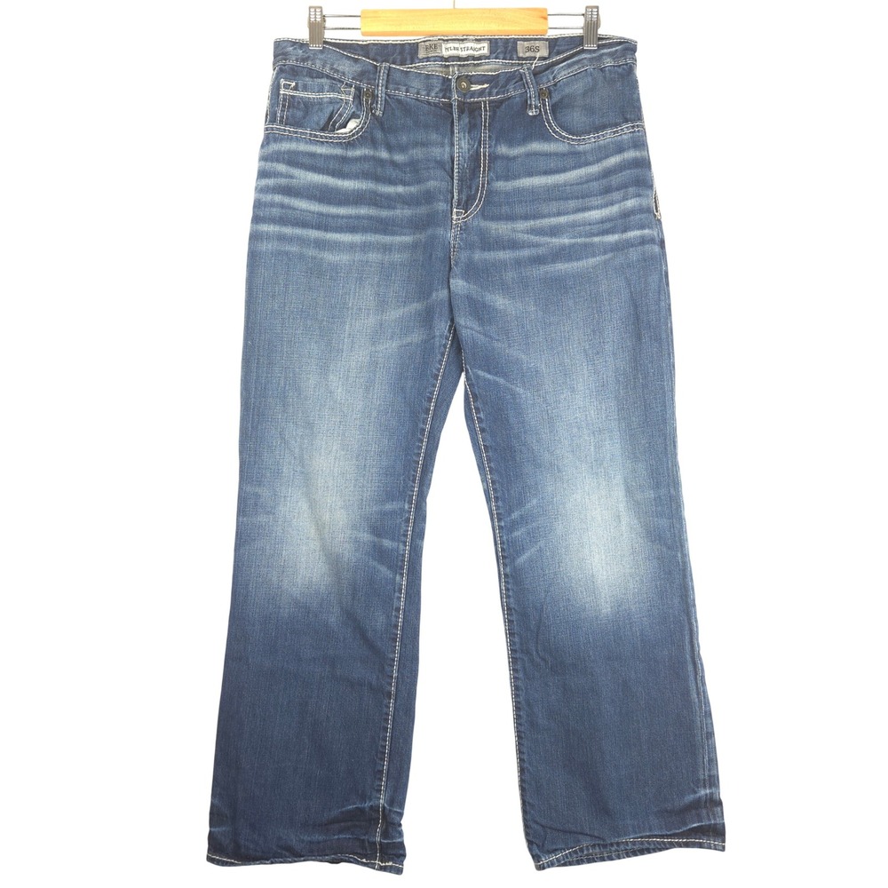 BKE Denim Tyler Straight‎ Jeans Men Dark Wash Size 36S (Fits 35x28)